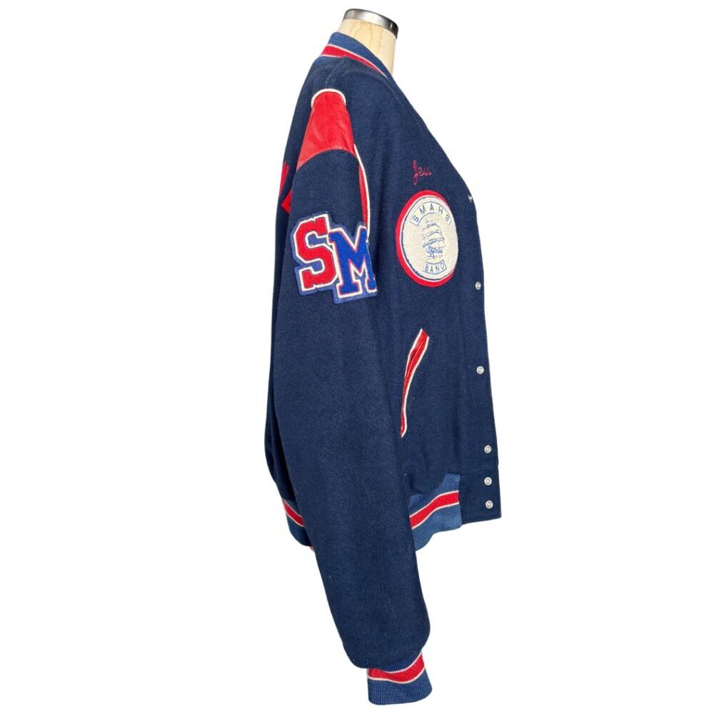 Vintage Holloway Varsity Jacket SMHS Band Drumline Wool Leather Sleeves USA XL - Picture 4 of 8